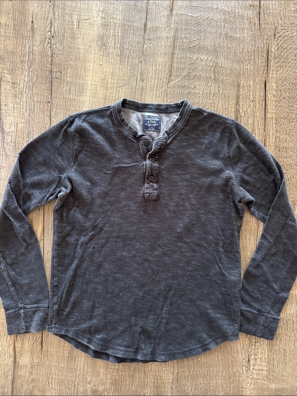 Mens Abercrombie & Fitch Charcoal Henley Long-Sleeve Shirt